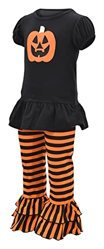 Unique Baby 2 Piece Girls Double Ruffle Leggings Outfit with Short Sleeve Shirt Kid and Toddler Clothes Set2