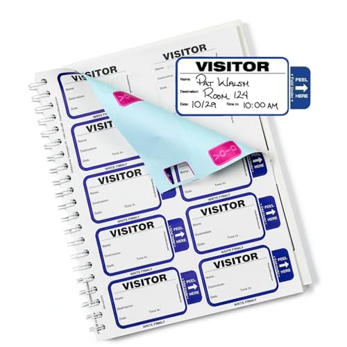 Threshold Tab-Expiring Visitor Badge Sign-in Book (500 Badges) | Name Tag Stickers | Hospital, Office & Secretary Supplies | School Visitor Passes | Visiting Tag for Hospital | Expiring Badges