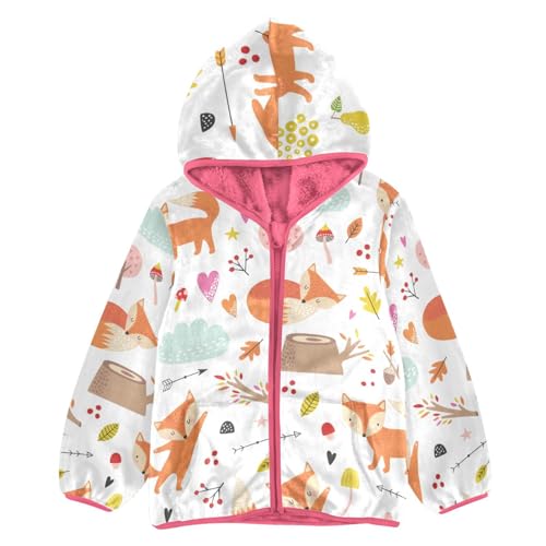 OTVEE Cartoon Cute Fox Animals Kids Hoodie Jacket Fall Spring Full Zip Warm Outwear Coat