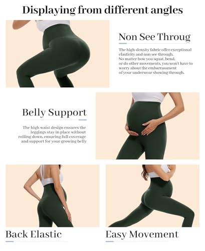 Happy. angel Women’s Maternity Leggings Over The Belly, Soft Stretchy Pregnancy Pants for Active Workout Yoga Wearing
