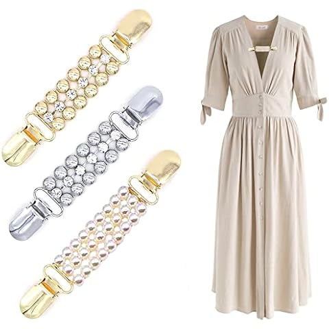 Ryoizen Vintage Sweater Clip 3pcs Retro Sweater Shawl Clips Sweater Collar Clips Women Metal Sweater Pin Shawl Brooch Clips Glove Clips for Women Ladies Cardigan Dresses Jacket Cover