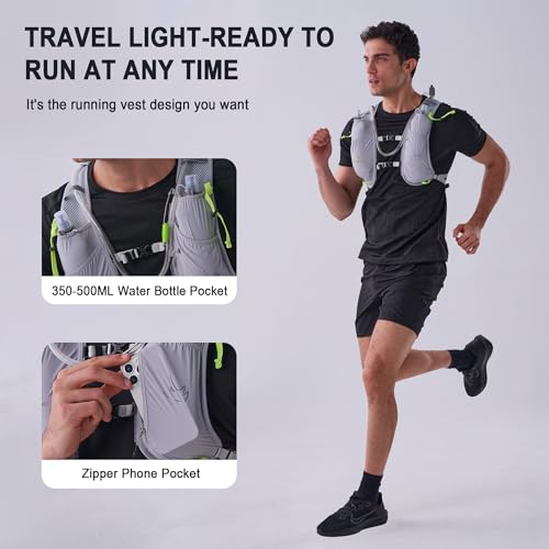 Image of N NEVO RHINO 5.5L Running Vest for Women Men, Lightweight Hydration Vest with 1.5L Water Bladder, Breathable Water Backpack for Hiking Marathon Running