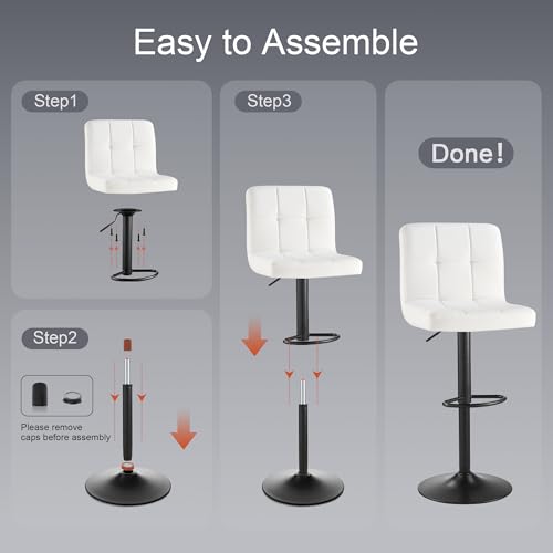 Nestvatto Bar Stools Set of 2, Thickened Seat Cushion Square Swivel Bar Stools with Back, Adjustable Counter Height Bar Chairs for Kitchen Island, Dining Room, White with Black Base by Nestvatto - Used condition - Image 6
