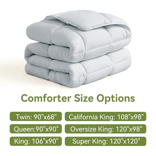 Image of L LOVSOUL Down Alternative Twin Comforter Duvet Insert,All Season Duvet Insert with Corner Tabs,Light Grey Comforter Twin 68x90Inches