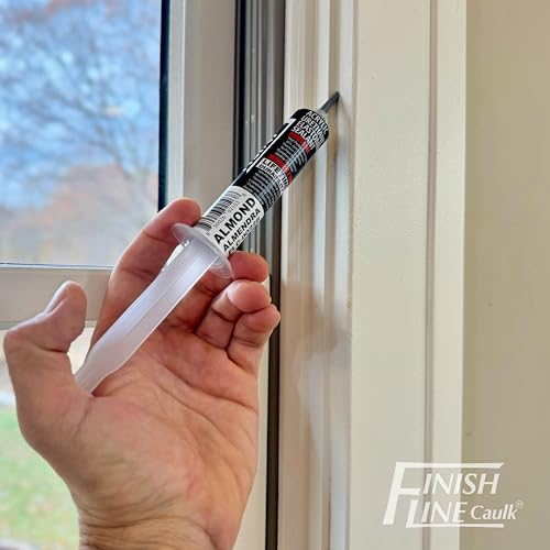Image of - Acrylic Urethane Elastomeric Sealant - Pre-Filled Precision Caulk Gun - Almond - 3-Pack - Flexible & Durable Sealant for Trim, Baseboards, and Small Cracks