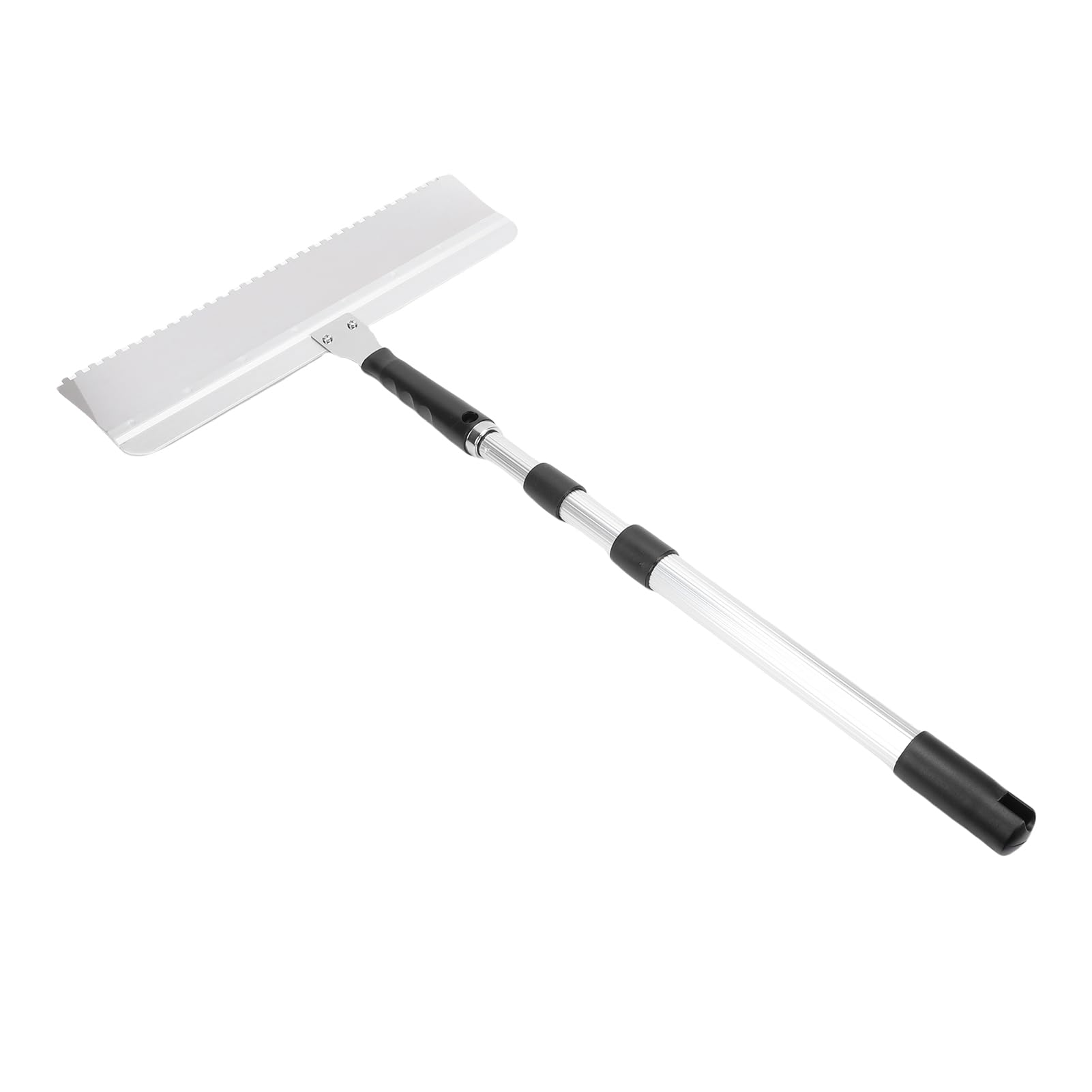 FTVOGUE Juego de Raspador de Piso, Juego de Escobilla de Goma para Piso de Acero Inoxidable y Aluminio con Hoja con Muescas Intercambiables de 16 Pulgadas y Poste Roscado Ajustable para Autonivelación