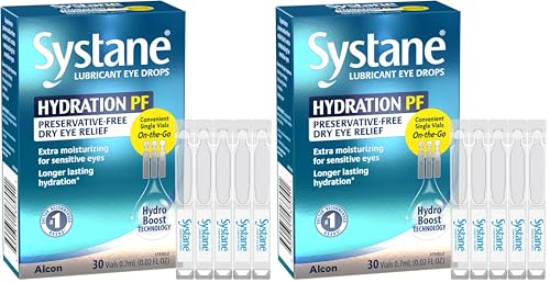 Alcon Systane Hydration Preservative-Free Lubricant Eye Drops, Transparent, 0.6 Fl Oz, 30 Count (Pack of 2)