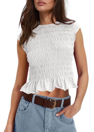 Panadila Womens Crop Tops Short Sleeve Shirts Ruched Fitted T Shirts Summer Going Out Tops Y2k Baby Tees3