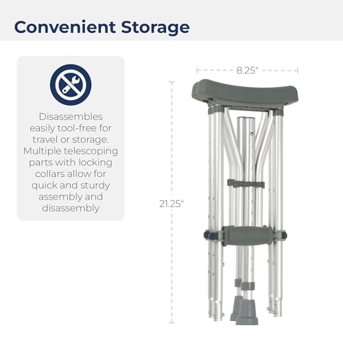 Drive Medical RTL10433 Adjustable Crutches for Walking, Silver by Drive Medical - Image 6