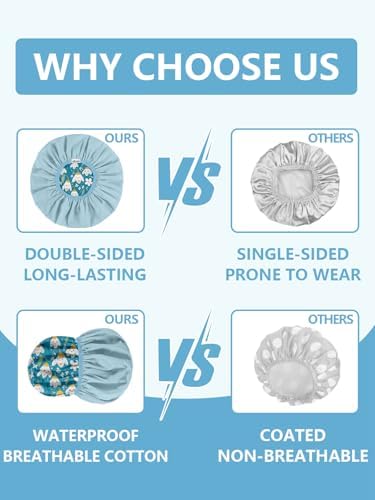 Years Calm Shower Caps For Women Reusable Waterproof,Pattern And Solid Color Dual-Layer Design For Dual-Layer Usable,Protects Hair In Shower, Spa, Cooking, Clean & Travel (Bell Orchid, One Size) - 3