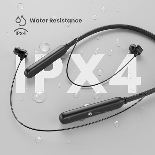 Image of OOGE Tune 8 Neckband Bluetooth Earphones, 30 Hours Playtime, Deep Bass, Type-C Fast Charge, Sweat Resistant, Magnetic Eartips, Sound Pulse Mic (Satin Black)