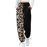 Jogginghose Damen Baumwolle Dünn Weites Bein Hosen Stoffhose Slim Fit Sweat Pants Yogahose Laufhosen Elastischer Bund Pumphose Frauen Bequem Trouser Sweatpants Wanderhose für Gym, Outdoor-Sport