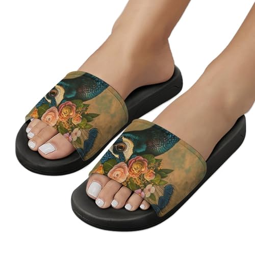 Chaussons de maison paon et fleurs pantoufles de bain pour vos moments de détente - 2