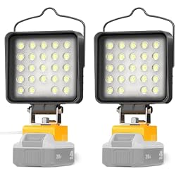 2 Pcs Cordless LED Work Light for Dewalt 20v Max Battery, 112W 11200LM Battery Light for Dewalt 20v Tools, Portable Outdoors Flood Lighting with USB & Type-C Charging Port, Low Voltage Protection