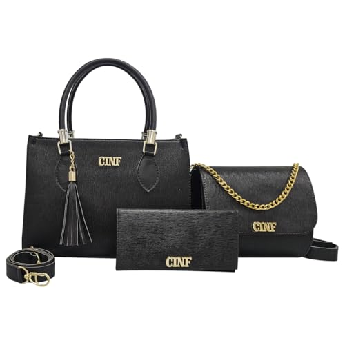 Kit Bolsa Feminina De Ombro Transversal Tira Colo E Carteira (Preta)