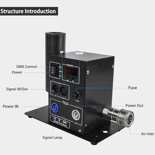 SHEHDS 200W CO2 Jet Machine, Professional Stage Equipment DMX Controller, 15MPa, Smoke 26~32 ft Gas Jet Air Column, Professional LED Stage Smoke Machine for Concerts, Nightclubs, Theaters, Weddings - Thumbnail 3