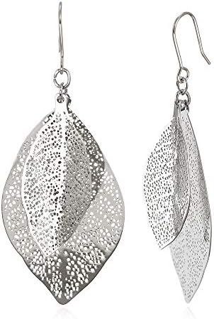 Everring Silver-tone Fashion Style Leaf Shape Dangle Drop Earrings Fashionable Design Jewelry Gift for Women & Girls Collection