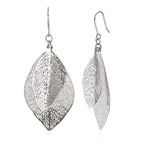 Everring Silver-Tone Fashion Style Leaf Shape Dangle Drop Earrings Fashionable Design Jewelry Gift For Women & Girls Collection #TOP1