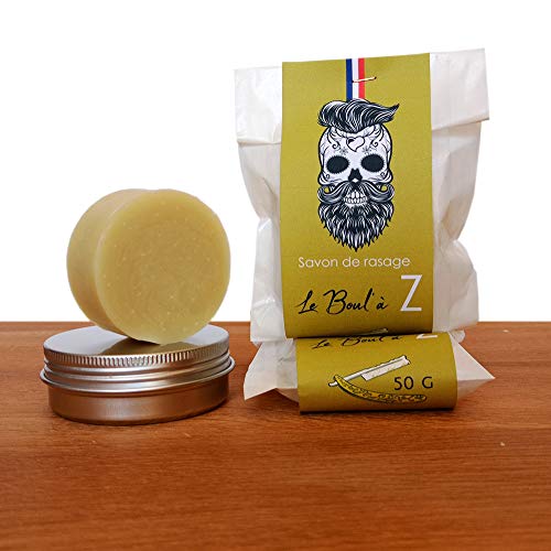 Savon de Rasage Bio Artisanal Surgras H/F Barbe et Cheveux - Fait Main en France - Boul' à Z (50gr + boite) Cover