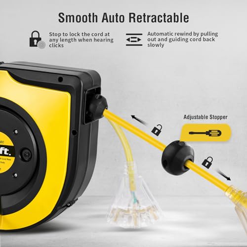 Suraielec 12 Gauge Extension Cord Reel, 60 Ft Retractable Extension Cord thumb #4