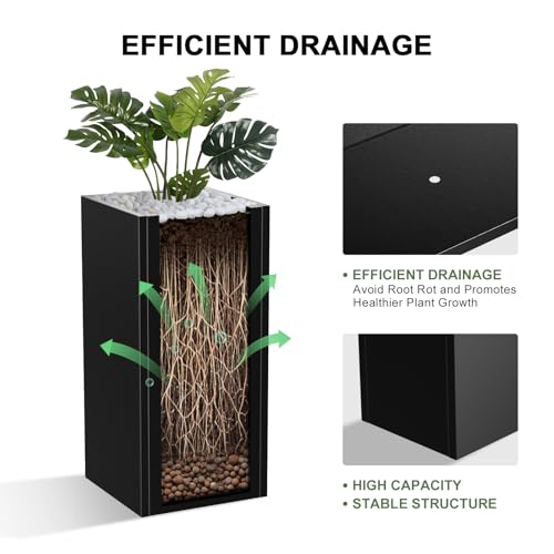 Metal Planter Box, Planter Boxes Outdoor Heavy Duty Metal Garden Planter Spliced Flower Pot with Partitions, All-Weather Use with Drainage Holes for Patio/Porch-30 x 14" x 14" - Image 6