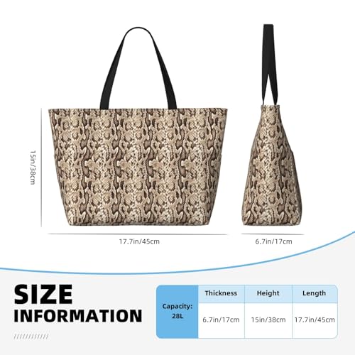 Large Beach Bags Water-resistant Sandproof - Camouflage Print snake Cute Beach Tote Bags for Women with Zipper2