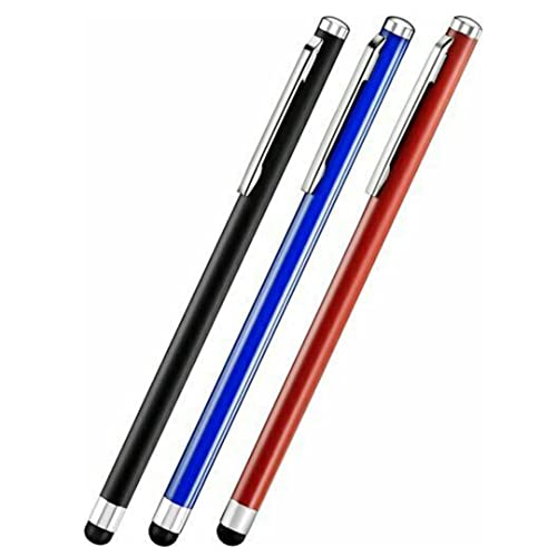 Insignia - Stylus Pen [3 Pack] Universal Capacitive Touch Screen Pens for Tablets, iPad Mini, iPad Pro, iPad Air, Smartphones, Samsung Galaxy - Black/ Red/Blue
