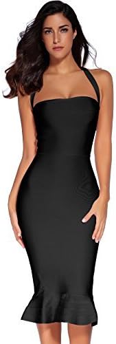 meilun Womens Halter Fishtail Bandage Party Dress Elegant Wedding Guest Dress - Image 2