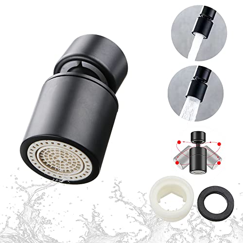 Grifo aireador de aire, giratorio de 360 grados, doble función, regulador de chorro de grifo perlatoren, 22 mm, rosca interior universal, extensión de cabezal pulverizador, color negro Cover