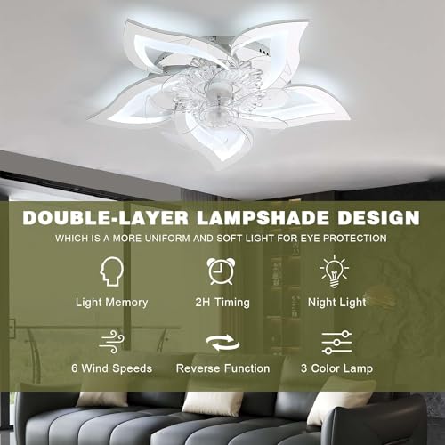 Ventilateur de plafond avec éclairage LED réversible et télécommande 6 vitesses - 6