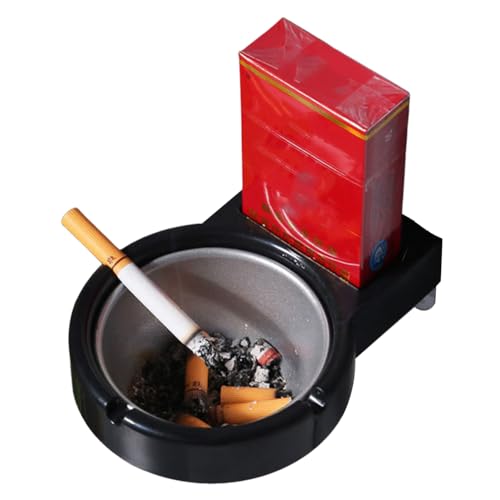 Laluerck Cenicero de plástico para colgar en la pared, cenicero de plástico con contenedor de cigarrillos de acero inoxidable, adhesivo blanco/negro, para colgar en la pared, soporte de almacenamiento