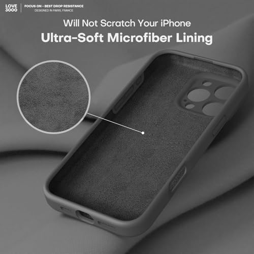Image of LOVE 3000 Designed for iPhone 16 Pro Case, Premium Silicone with [Soft Anti-Scratch Microfiber Lining] Shockproof Protective Phone Case for Men Women Girls 6.3 inch, Black