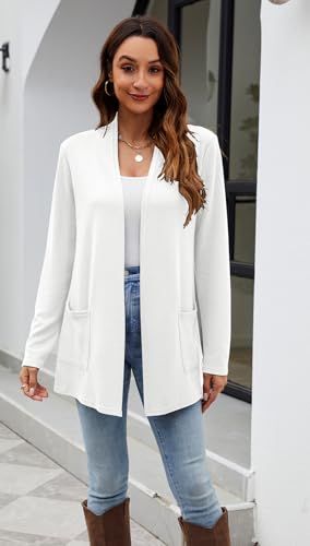 Image of Newchoice Womens Lightweight Long Sleeve Cardigans with Pockets Summer Casual Open Front Sweater Cardigan Duster