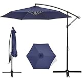 FRUITEAM 10 FT Offset Hanging Umbrella, Large Patio Umbrella Sun Shade for Backyard, Poolside, Lawn and Garden, Waterproof UV Protection Outdoor Umbrella w/Easy Tilt Adjustment, Navy