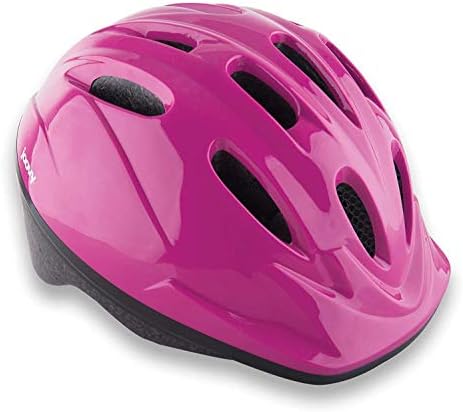 Joovy Noodle Bike Helmet for Toddlers and Kids Aged 1-9 with Adjustable-Fit Sizing Dial, Sun Visor, Pinch Guard on Chin Strap, and 14 Vents to Keep Little Ones Cool (Small, Pink)