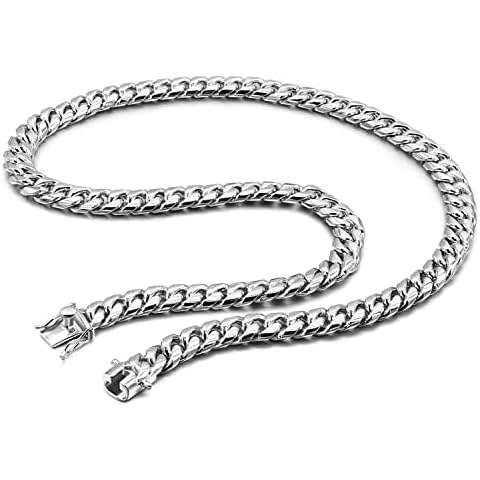Italy Design Solid 925 Sterling Silver Miami Cuban Link Chain Men's Necklace - Box Lock Cuban Link 10 MM 22-24-26 inches Jewelry Gift, Metal, not known Cover
