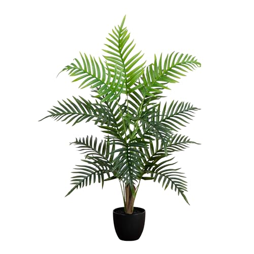 Nearly Natural 3ft Artificial Areca Palm Tree - Lifelike Indoor Fake Tree with Nursery Planter, Bendable Branches for Custom Styling, Perfect for Home or Office Decor, Realistic Green Leaves