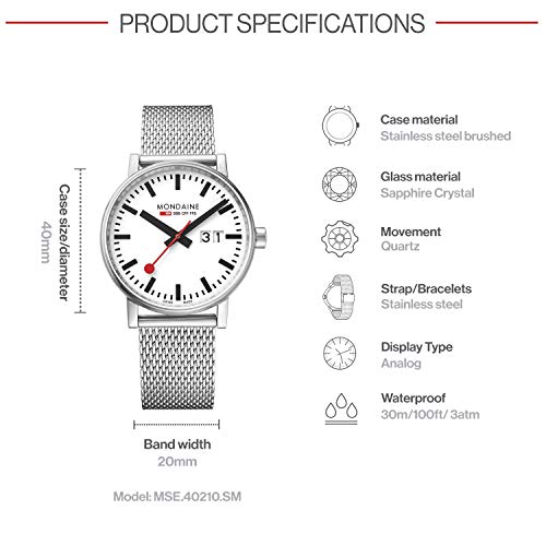 Mondaine Men's Mse.40210.Sm Sbb Analog Display Swiss Quartz Silver Watch #TOP2