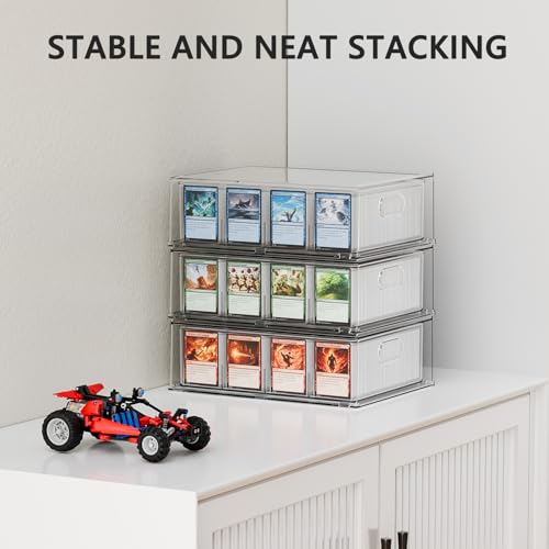 Image of Trading Card Storage Box - Clear Large Storage Organizer Holds 3200 Cards with Foam Inserts Blocks - Display Case for TCG, MTG & Sports Cards (1-Pack)