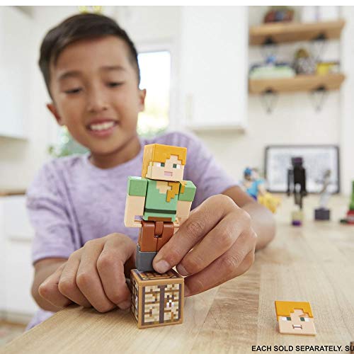 Minecraft figurine articulée Alex 8 cm avec accessoires inclus, jouet d’action et d’aventure pour enfant inspiré par le jeu vidéo, GCC12
