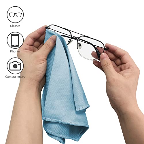 Puomue 6 Pack Microfiber Glass Cleaning Cloth, 16 Inch X 16 Inch, Lint Free Quickly Clean Window, Glasses, Windshields, Mirrors, And Stainless Steel, Blue #TOP4