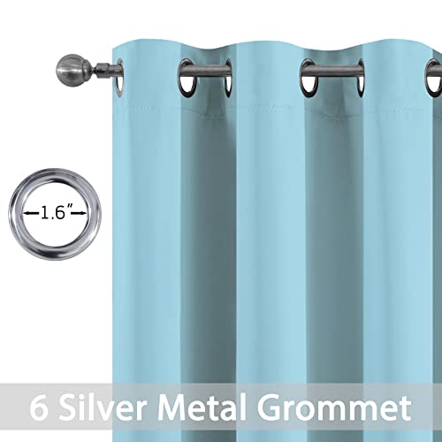 Yakamok Sky Blue Blackout Curtains for Bedroom,Thermal Insulated Grommet Room Darkening Window Drapes for Living Room,42W x 63L,2 Panels