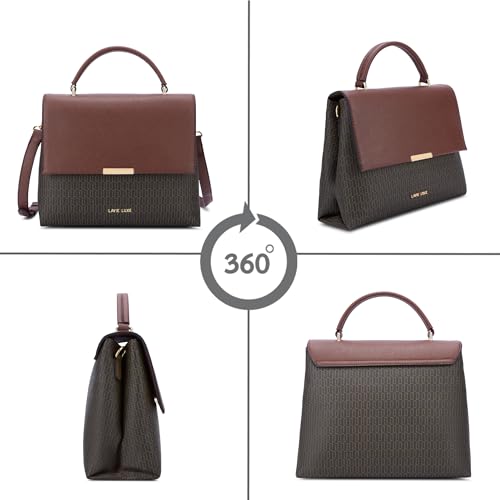 Image of Lavie Luxe Women's Mono Marsh Satchel Bag for Women | Satchel Handbag for Work | Ladies purse | Stylish Shoulder Bag | Gift for Women