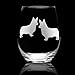 Corgi Stemless Wine Glasses (Set of 2) | Unique Gift for Dog Lovers | Hand Etched with Breed Name on Bottom