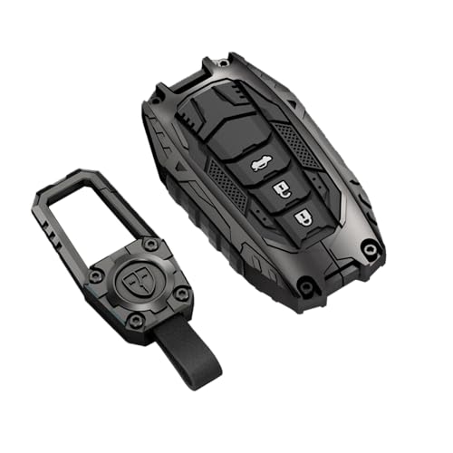 Image of STYLEOBJECT Transformer Series Waterproof Luxury Soft Silicone 3-Button Car Key Cover with Keychain for Toyota Fortuner, Hycross Innova | Premium Metal Protection Shell