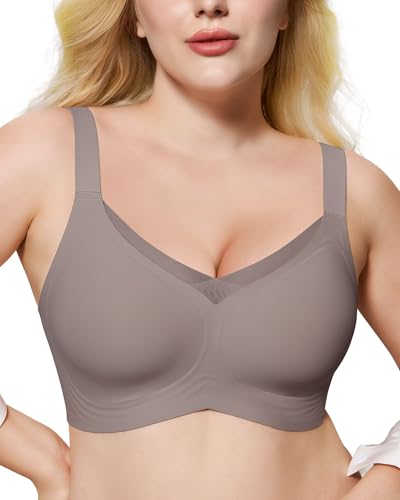 Image of HORISUN Seamless Mesh Lace Bras for Women No Underwire Wireless Bras with Support and Lift Full Coverage Deep V Bralettes