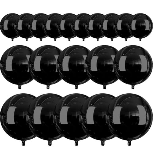 Image of PartyWoo Black Foil Balloons 20pcs Large Round Giant Jumbo 4D Balloons
