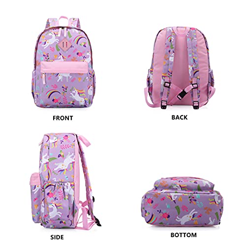 KK CRAFTS Preschool Backpack Kindergarten Little Kids Toddler Elementary School Backpacks for Boys and Girls with Chest Strap(15Inch, Purple Unicorn)2