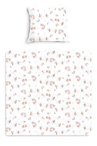 Amilian Baby Bettwäsche Set 2-teilig – 80x80 & 35x40 cm – Kinderwagen, Wiegen, Stubenwagen geeignet – Bettwäsche für Jungen und Mädchen – 100{86b8a88bfc7137c27f321c91297828544f928379ccb740b3e4d2ece94bcc2cbf} Baumwolle - Entchen
