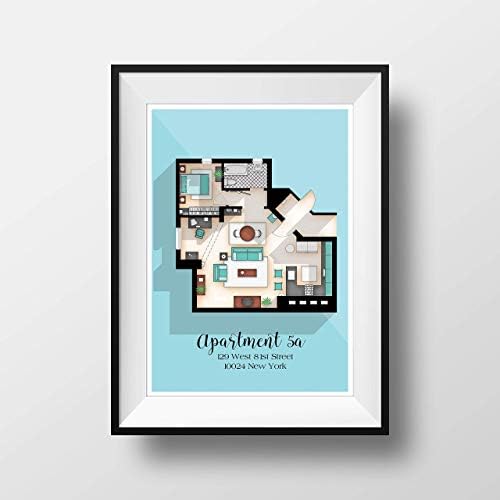 Seinfeld Poster - Seinfeld TV Show Apartment Floor Plan- Seinfeld TV Show Layout- Apartment of Jerry Seinfeld- Gift for Seinfeld Fan